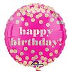 Anagram 18 Inch Birthday Dotty Holographic Circle Foil Balloon (One Size) (Pink)