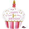 Anagram 1st Birthday Cupcake Girl Supershape Balloon (One Size) (Pink)