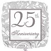 Anagram 18 Inch 25th Anniversary Elegant Scroll Square Foil Balloon (One Size) (White/Silver)