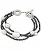 Majorica Two-Tone Sterling Silver Imitation Pearl Multi-Row Bracelet