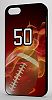 iPhone Case Fits iPhone 4s 4 Football Flaming Fire Any Custom Jersey Number 50 Black Rubber