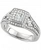 Diamond Square Cluster Halo Engagement Ring (1 ct. t. w. ) in 14k White Gold