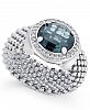 London Blue Topaz (4-1/5 ct. t. w. ) and Diamond (1/5 ct. t. w. ) Popcorn Mesh Ring in Sterling Silver