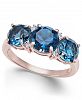 London Blue Topaz (3-3/4 ct. t. w. ) & Diamond Accent Ring in 14k Rose Gold