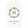 Green Christmas Wreath Red Monogram Gift Tags