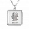 Germany map outline Spanish grey watercolor Silver Plated Necklace