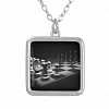 Chess Black White Chess Pieces King Chess Board Silver Plated Necklace