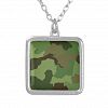 Camouflage Pattern Silver Plated Necklace