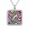 Colourful Abstract Pattern Silver Plated Necklace