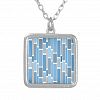 Retro Blocks Blue Grey Silver Plated Necklace