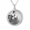 Black And White Kitten Portrait Silver Plated Necklace