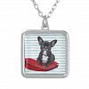 French Bulldog Puppy Portrait Silver Plated Necklace