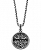 Scott Kay Men's Black Sapphire Medallion Pendant Necklace (5/8 ct. t. w. ) in Sterling Silver