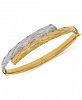 Two-Tone Textured Bypass Bangle Bracelet in 14k Gold & White Gold