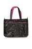 Ju Ju Be Mighty Be Earth Leather Diaper Bag, Black/Hot Pink