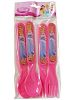 Disney Princess Pink Plastic Flatware Set Featuring Cinderella, 2 Forks and 2 Spoons (1 Pack)
