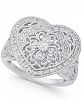 Diamond Fancy Filigree Heart Ring (1/7 ct. t. w. ) in Sterling Silver