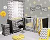 Bacati Ikat Yellow/grey 6 Crib Set with 4 Muslin Blankets