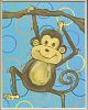 The Kids Room by Stupell Lil Buddy Monkey on Blue with Circles Rectangle Wall Plaque by The Kids Room by Stupell