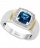 Effy Men's London Blue Topaz (1-5/8) & Diamond (1/6 ct. t. w. ) Ring in Sterling Silver and 14k Gold