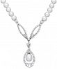 Arabella Cultured Freshwater Pearl (8mm) and Cubic Zirconia 17" Pendant Necklace in Sterling Silver