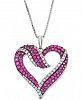 Lab-Created Ruby (5/8 ct. t. w. ) & White Sapphire (1/3 ct. t. w. ) Heart 18" Pendant Necklace in Sterling Silver