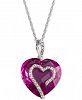Lab Created Pink Sapphire (9 ct. t. w. ) & White Sapphire Accent 18" Heart Pendant Necklace in Sterling Silver