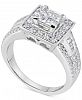 Diamond Square Halo Cluster Engagement Ring (1-1/10 ct. t. w. ) in 14k White Gold