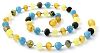 Unpolished Baltic Amber Teething Necklace made with Aquamarine Beads - Size 14.2 inches (36 cm) - Raw Multicolor Baltic Amber Beads - BoutiqueAmber (14.2 inches, Raw Multi / Aquamarine)