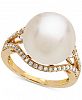 Honora Cultured White Ming Pearl (13mm) and Diamond (1/3 ct. t. w. ) Ring in 14k Gold