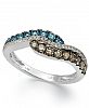 Le Vian Chocolate, Blue and White Diamond Ring in 14k White Gold (5/8 ct. t. w. )