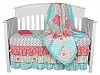 Gia Floral Coral/Aqua 4-In-1 Baby Girl Crib Bedding Collection by The Peanut Shell