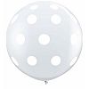 Qualatex 30 Inch Polka Dot Round Latex Balloons (Pack Of 20) (One Size) (White)