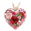 Love Blooms Forever Diamond Crystal Women's Heart-Shaped Pendant Necklace