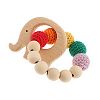 MonkeyJack Wooden Teether Crochet Chew Beads Baby Teether Teething Ring Mom Bracelet - Multi-color Elephant, as described