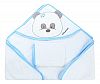 Bebekevi 100% Turkish Cotton Panda Hooded Towel and Washcloth for Baby Boy White
