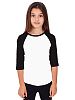 Kids 3/4 Raglan Sleeves T shirts Child Youth Slim Fit T-shirts HB (X-Small (2-3 Year), White / Black)