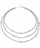 Giani Bernini Two-Tone Beaded Three-Layer Necklace in Sterling Silver & 18k Gold-Plate, 16" + 2" extender, Created for Macy's
