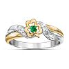 Ring: Lucky Shamrock Emerald & Diamond Embrace Ring