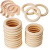 MagiDeal 20pcs 65mm Wooden Teether Ring And 5 Pieces Elephant Animal Shape Teething Toys Crafts Shower Gift