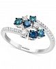 Effy Shades of Bleu Diamond Cluster Bypass Ring (3/4 ct. t. w. ) in 14k White Gold