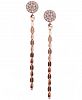 Unwritten Cubic Zirconia Pave Chain Linear Drop Earrings in Rose Gold-Flashed Sterling Silver