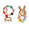 Fenteer 2x Baby Elephant Wooden Crochet Beads Teether Infant Teething Bracelet Toy