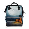ALIREA Black Cat On The Moon Night Diaper Bag Backpack, Large Capacity Muti-Function Travel Backpack