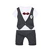 FANOUD Infant Baby Kids Boys Letter Print Bow Tops+Pants Outfits Clothes Set 2Pcs (Gray, S)