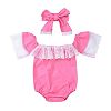FANOUD Toddler Infant Baby Girls Solid Jumpsuit, Lace Off Shoulder Romper Outfits Set (100)