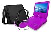 Ematic Personal DVD Player with 7-Inch Swivel Screen, Micro USB Cord, Headphones, Carrying Case, Purple