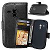 Galaxy S3 Mini Case, LYO Galaxy S3 Mini Wallet Case [Slim Fit] Stand Feature Premium PU Leather Wallet Folio Flip Case Protective Cover with 3 Cards Slot for Samsung Galaxy S3 Mini i8190 [Black]