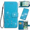 Huawei Honor Note 8 Case, Ngift 3D Bling[Blue] [Card Slot] [Kickstand Feature] Premium Vintage Emboss Flower PU Leather Wallet Case Folio Flip Case with Wrist Strap for Huawei Honor Note 8