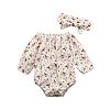 FANOUD Baby Girls Infant Floral Toddler Jumpsuit Romper+Headband Set Clothes 2Pcs (White, 100)